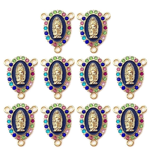 Jomfru Maria Charms til smykkefremstilling Emalje Bland Farve Rhinestones Vedhæng