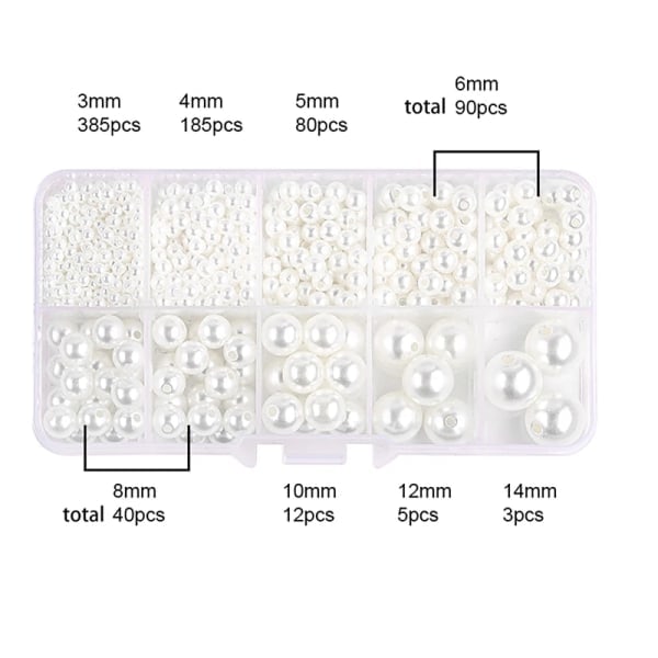 Akrylperler 800 stk, Smykkeproduksjon - DIY - Imitert Perle