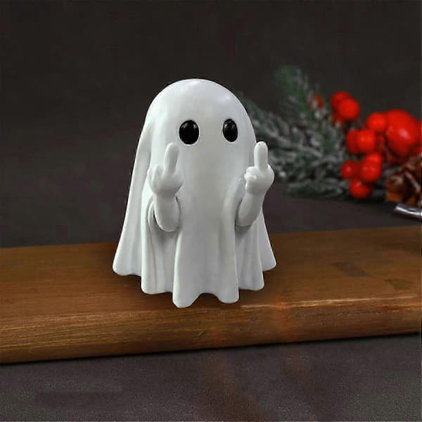 Söta Långfinger Spökprydnader Harts Spökstaty Halloween Dekor Mini Spökbordsfigur