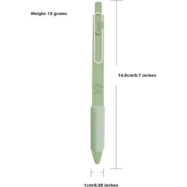 Sorte Blæk Gelpenne, 0,5 mm Fin Spids, Kreative Indtrækkelige Gelpenne, Komfortgreb, Æske med 4 penne (Grøn)
