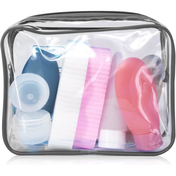 Genomskinlig Resenecessär, TSA-godkänd, 1 liter, Genomskinlig Flygplatsnecessär, Genomskinlig Necessär, Genomskinlig Duschväska, Genomskinlig Säkerhetsväska black 1pc