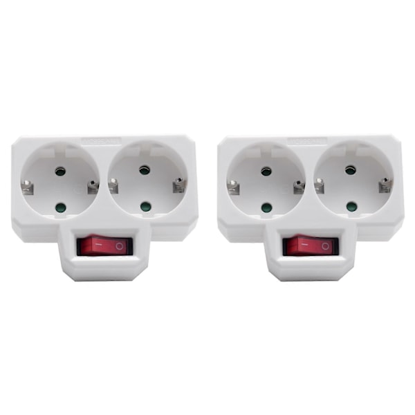 Pistorasia-adapteri, kaksoispistoke pistorasiaan, kaksoispistorasia kytkimellä 3800W toimistoon, kotiin tai matkalle, EU-pistoke (2 kpl)