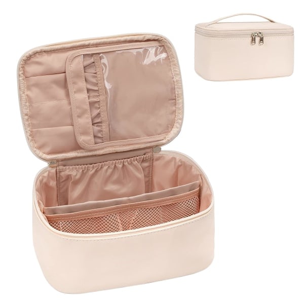 Makeup Taske, Bærbar Kosmetik Taske, Stor Kapacitet Rejsetaske Makeup Organizer, Makeup Tasker Til Kvinder Toilettaske White