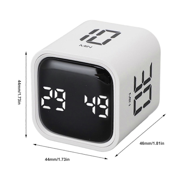 Gravity Timer Professionel Lydløs Digital Cube Timer til Tidsstyring til Arbejde Studie Køkken Møde Hvid