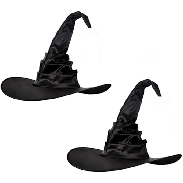 2 Pieces Halloween Witch Hat, Witch Hat Costume Accessory, Black Witches Hat for Kids Adults Costumes