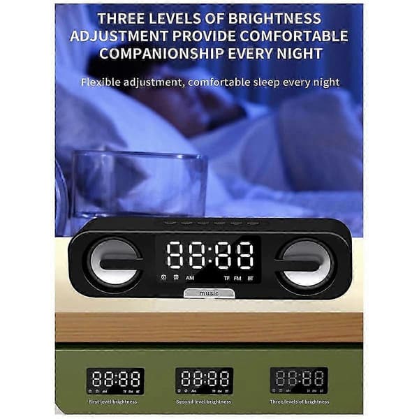 Smart Clock Bluetooth-højttaler, LED HD-spejl, FM-radiofunktion, multifunktionel afspilning Bluetooth-lyd