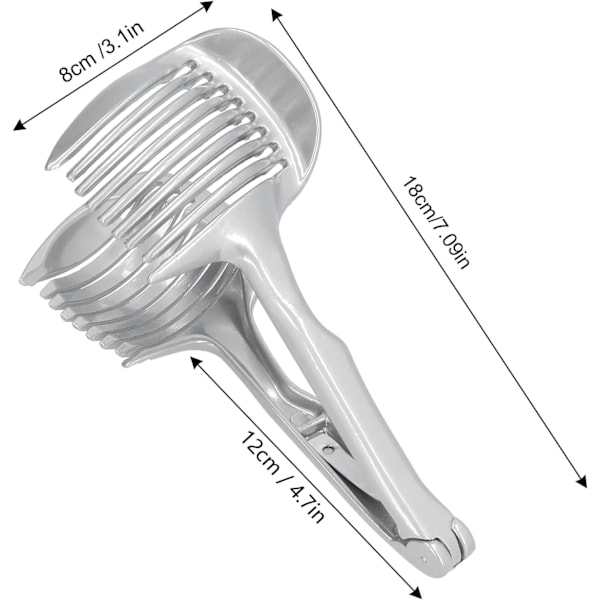 Løg Tomat Citron Skive Cutter, Multifunktionel Håndholdt Rund Frugt Tang Rustfrit Stål Løg Holder Nem Skæring