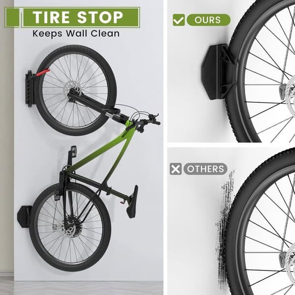 Vridbart väggfäste för cyklar, cykelställ för bergsgarage, stöder upp till 30 kg, lätt att installera (2
