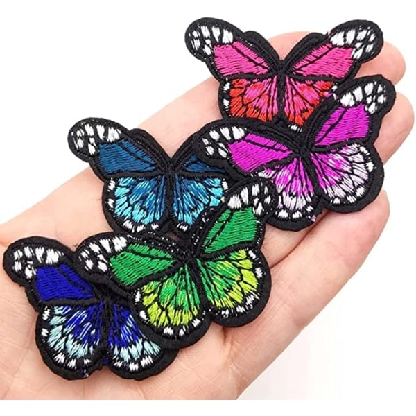 24 Butterfly Iron-On Patches (12 store, 12 små), Butterfly