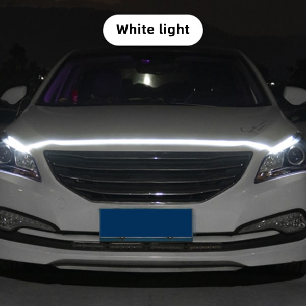Scan Start LED Bil Motorhuv Ljusremsa Auto Motorhuv Guide Dekorativ Ambient Lampa Bilkörljus 1,5m röd 3 Forks Set