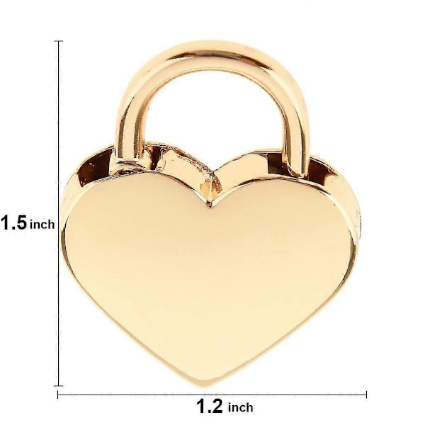 Mini Lås med Nyckel för Smyckeskrin Förvaringslåda Dagbok, litet Metallhjärtformat Hänglås, 2-pack, Guld
