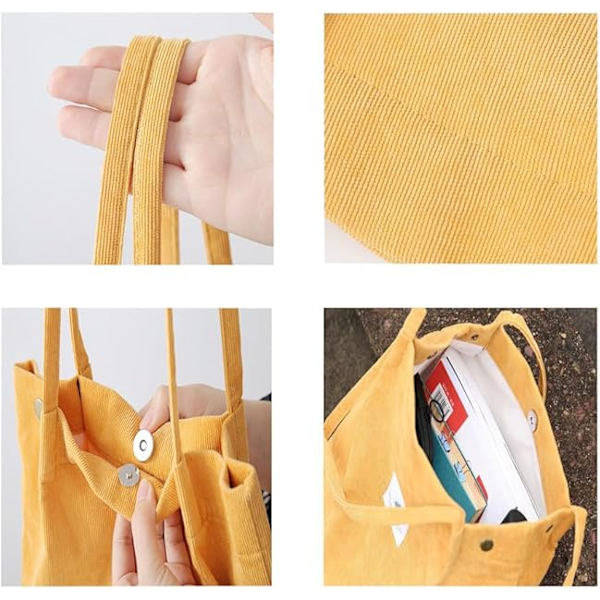 Canvas Håndvesker for Kvinner, Casual Canvas Crossbody Veske med Glidelås, Dobbel Skulderstropp, Canvas Vesker for Shopping, Arbeid og Reise Djb02-amarillo