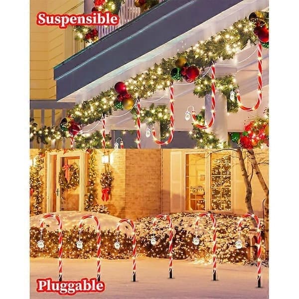 Julepynt Godteristokklys, 84LED Solcelledrevne Julelys Utendørs Vanntett 3pcs