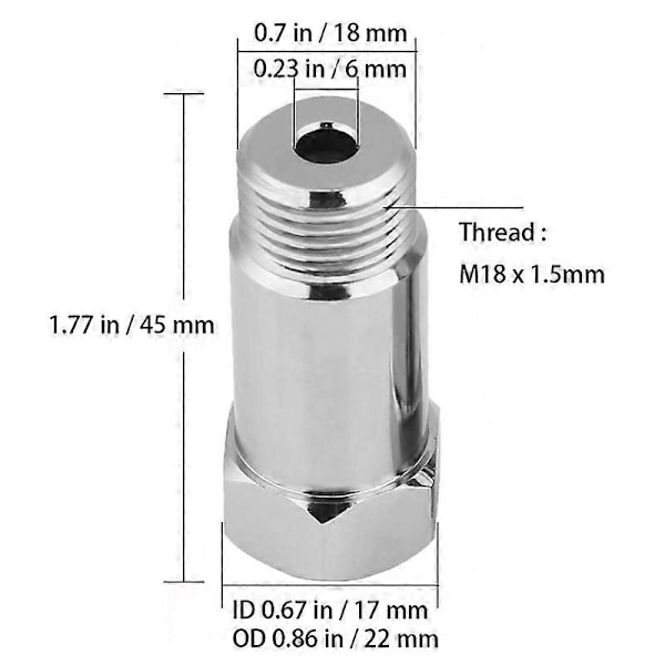 2 st Bil Kontrollmotorlampa Eliminator O2 Syresensor Adapter M18x1.5