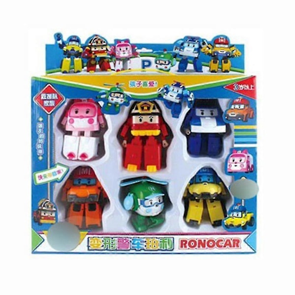 6-i-1 Koreansk Animerad Tecknad Robocar Poli Transformationsrobot Billeksaksset_lp 83168-6