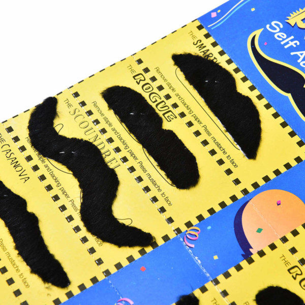 Mustasje for maskerade - Selvklebende - 12 stk Svart