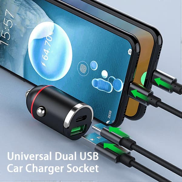 1 sæt 100W Universal Biloplader Snap Trækring Dobbelt USB Biloplader Stik Biltilbehør D