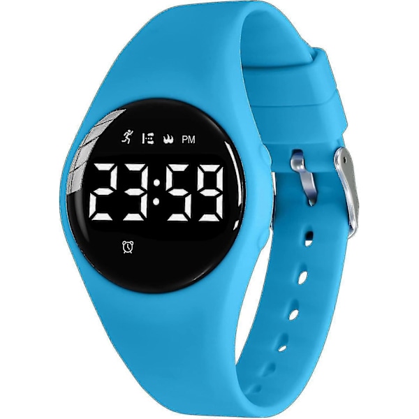 Barnklocka, Digital Klocka Kompatibel Med Pojkar Flickor, Sportklocka Med Fitness Tracker, Väckarklocka, Stoppur, Ingen App Och Vattentät, Klocka Kompatibel 17-Blue