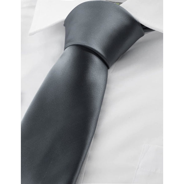 Herrar Slips Solid Färg Halsduk för Män Bröllop Business Formell Slipsar Dark Grey
