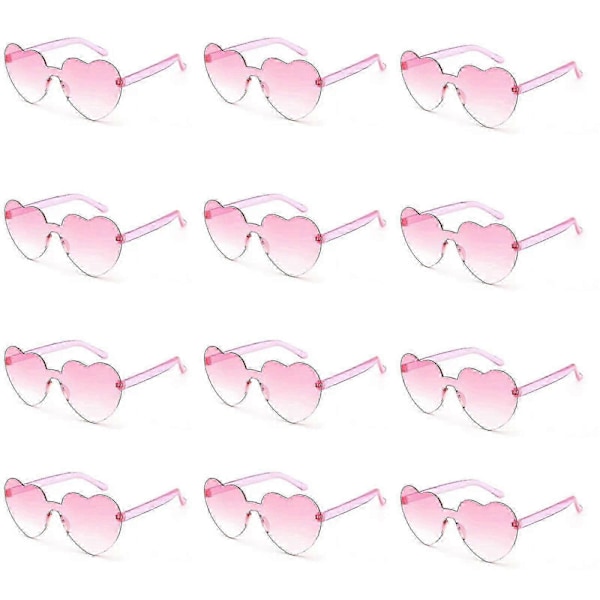 12 stk. Hjerte Solbriller For Kvinner Transparent Hjerteformede Solbriller Bulk Morsomme Solbriller Pakke For Festgaver light pink