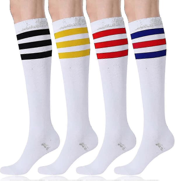 4-pakning knestrømper for kvinner, avslappede tubestrømper Multicolor