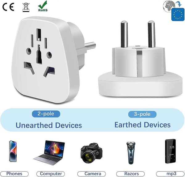 Universal Rejseadapter Pakke, Rejseadapter, Universal Rejseadapter, Universal Rejseadapter til UK/US/CA/AU til FR
