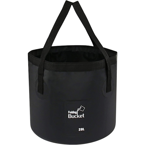 Foldbar bøtte - Sammenleggbar campingoppbevaringsbeholder Sammenleggbar bøtte 12L Bærbar lett bøtte for camping, reiser, fiske, båtliv og hagearbeid 20l Black