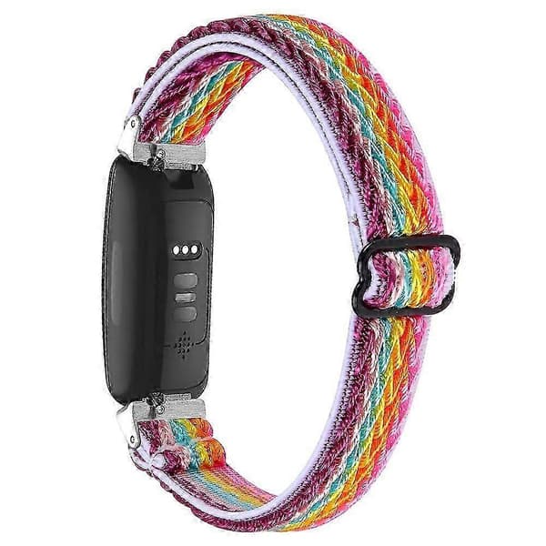 For Fitbit Inspire 3 Bølget Form Vevd Nylon Smartklokkerem Erstatningsarmbånd Multicolor Style E