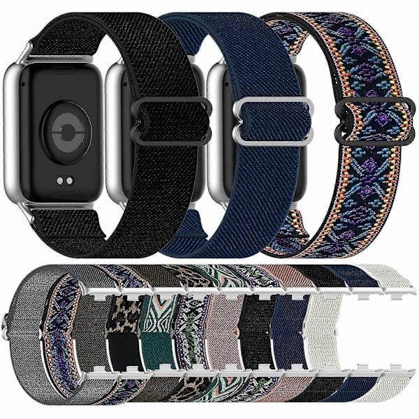 Smart Watch Band for Xiaomi Redmi Watch 5 4 Xiaomi Smart Band 9 Pro 8 Pro Nylon Elastisk Flettet Stra Multicolor Leopard Print