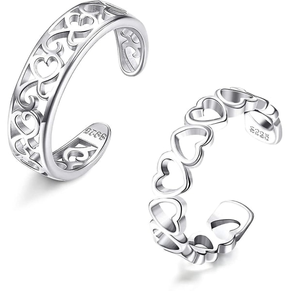 Toe Rings for Women Adjustable Open Toe Rings Flower Knot Heart Rings 2-set Foot Jewelry