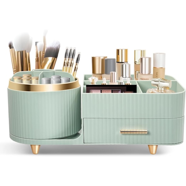 Makeup Kosmetik Organizer, 360° Roterende Multifunktionel Kosmetikopbevaring, Skønhedsorganizer til Toiletbord