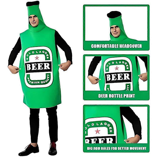 Halloween Ölflaska Cosplay Jumpsuit Scenföreställning Kostym Rekvisita Speltema Festklädsel