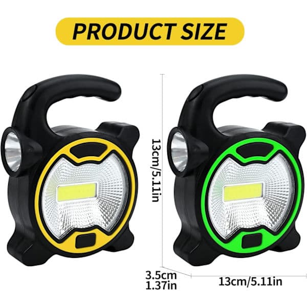 2-pak batteridrevne campinglys, LED teltlykt med 2 LED-lys