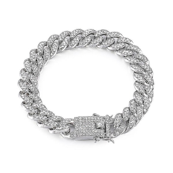 51g Høj-kvalitets Hip Hop Herrearmbånd Miami Cuban Link Kæde Fo Sliver 22cm