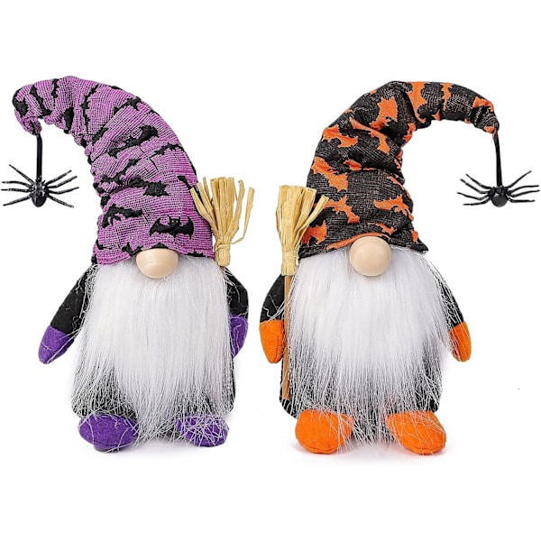 2 st Halloween-tomtar Plysch Dekoration Halloween Dvärgdocka Halloween Svensk Tomte Gnome Handgjord Skandinavisk Gnome Plysch Hem Hushållsdekorationer