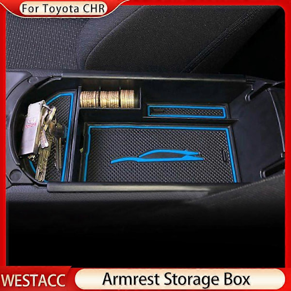 Bil Centerkonsol Armlænboks Opbevaringsboks til Toyota C-HR CHR 2016 - 2021 Organizer Container Holder Bakke Tilbehør red mat