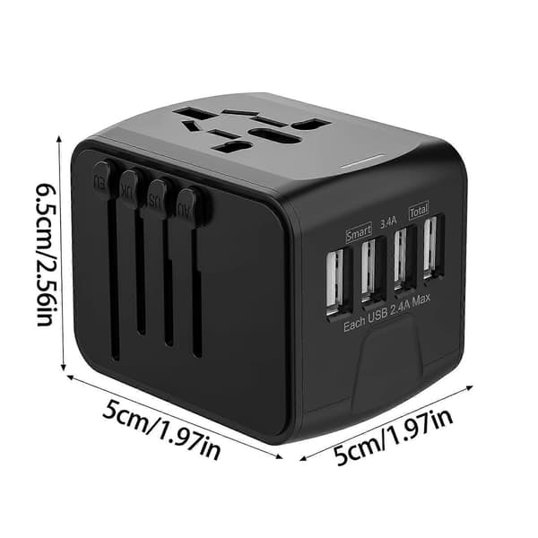 Reseadapter 2000W Snabb Internationell Strömadapter USB Reseadapter US UK EU AU Reseadapter Världsomspännande för Laptop blå