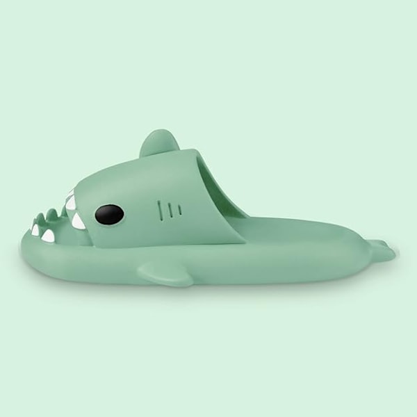 Hajtofflor för pojkar och flickor, Shark Flip Flops för män och kvinnor, Shark Slippers, Bekväma halkfria pool-hajsandaler med tjock sula för sommaren Matcha Green 38/39