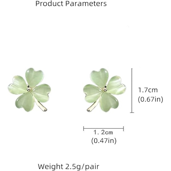 Grønne katteøye kløverblomst øredobber for kvinner Hypoallergeniske 925 Sterling sølv øredobber
