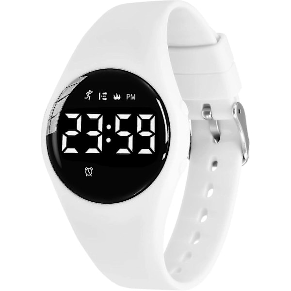 Barnklocka, Digital Klocka Kompatibel Med Pojkar Flickor, Sportklocka Med Fitness Tracker, Väckarklocka, Stoppur, Ingen App Och Vattentät, Klocka Kompatibel 55-White-F
