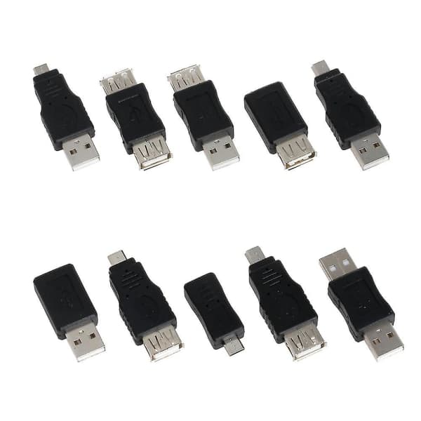10 kpl Mini-muunnin USB-uros - naaras Micro USB -liitinjatkoadapteri