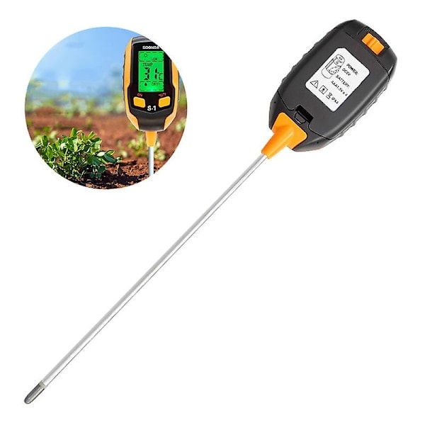 Jord-pH-måler 4-i-1 Jordtester Fuktighet Digital Plantetermometer Test Fuktighetsmåler for Potteplanter Hager Plen