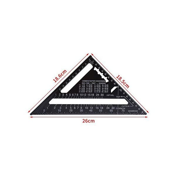 17,8 cm Svart Triangulär Linjal i Aluminium - Hög Precision - Ingenjör/Snickare