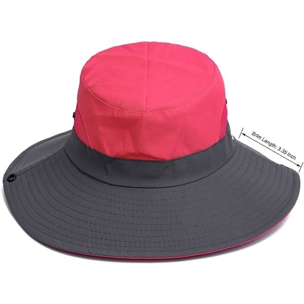 Sommerhatt for kvinner med bred brem og netting - Utendørs fiskehatt med UV-beskyttelse - Strandhatt for kvinner Rojo Claro