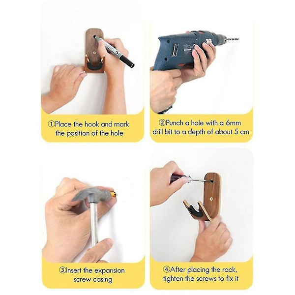 Guitar Skateboard Væghængeren Unikt Design Buet Træ Guitar Hængeren Vægmontering Guitar Holder Acoust