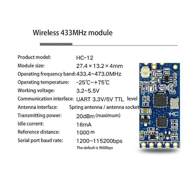 10X -12 433Mhz Langaton Sarjaporttimoduuli Bluetooth HC12:lle
