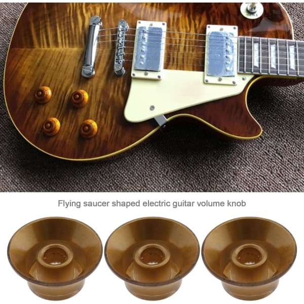 4 st Gitarrkontrollknappar Volym Ton Hastighetsknappar 6mm Gitarrbas Topphattsknappar för Elektrisk Gitarr Musikinstrument Tillbehör Akryl Brun