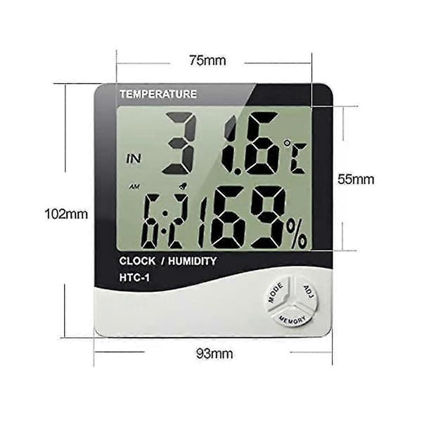 -1 Digital termometer hygrometer klocka väckarklocka/väckarklocka kalender termometer hygrometer Dig
