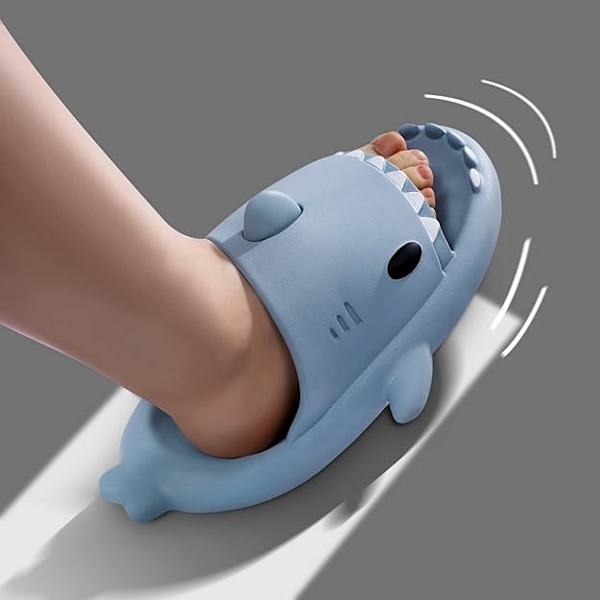Hajtofflor för pojkar och flickor, Shark Flip Flops för män och kvinnor, Shark Slippers, Bekväma halkfria pool-hajsandaler med tjock sula för sommaren Light blue 40/41