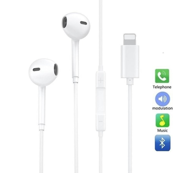 Yhteensopivat kuulokkeet iPhone X/11/12/13/14 Lightning White -valkoiselle